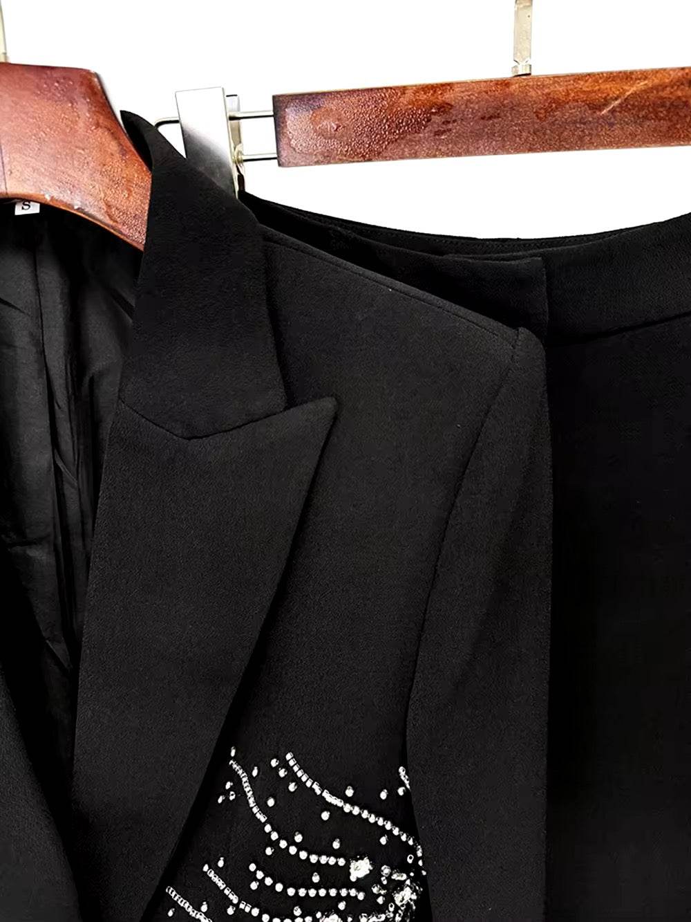 Black Blazer Pantsuits Two Piece Set - REBECATHELABEL