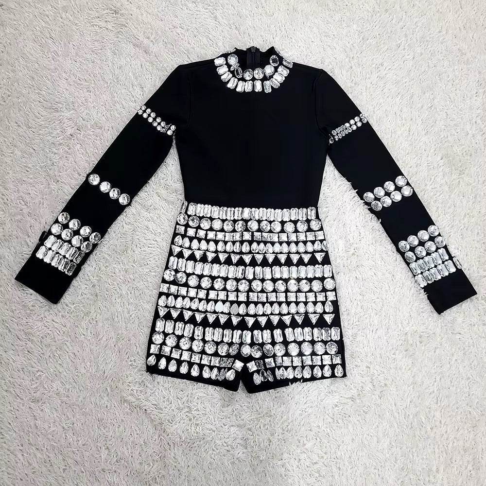 Bodycon Crystal Diamond Sexy Rompers - REBECATHELABEL