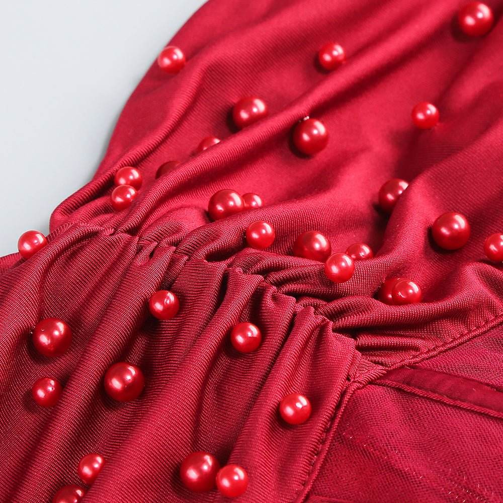 Camile red pearl dress - REBECATHELABEL