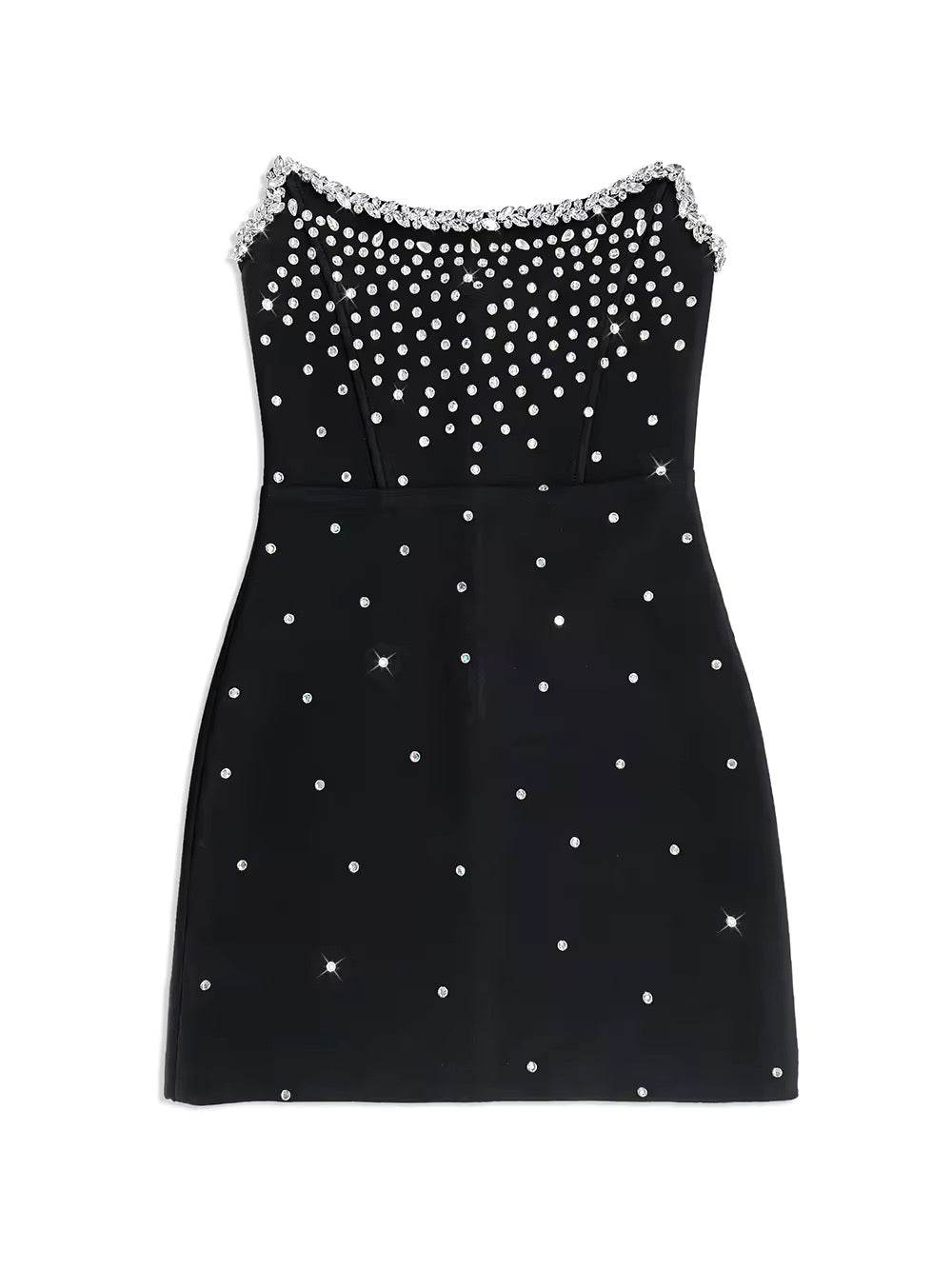 Diamond Strapless Black Bandage Mini Dress - REBECATHELABEL