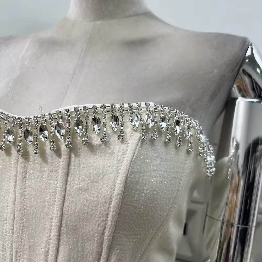 Diamond Strapless Fishbone Top + Pencil Mini Skirt - REBECATHELABEL