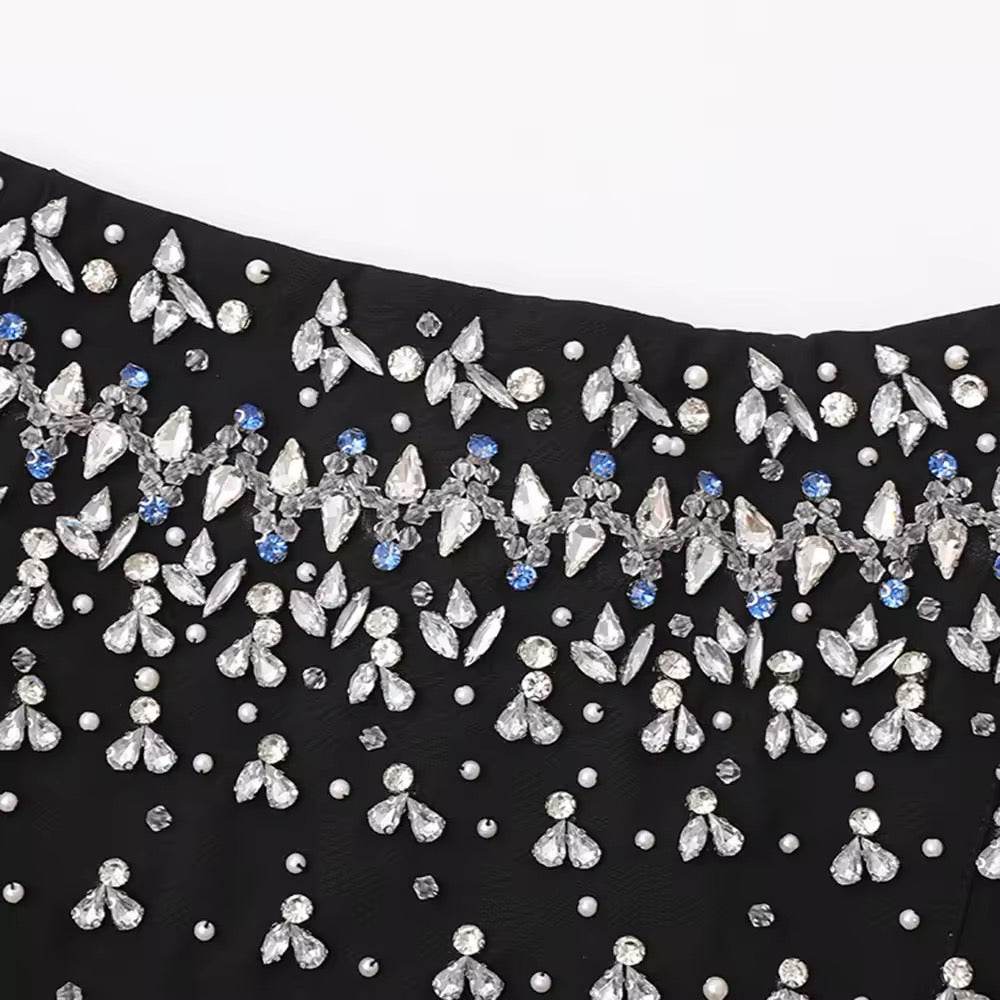 Diamond Strapless High Waisted A-line Party Dress - REBECATHELABEL