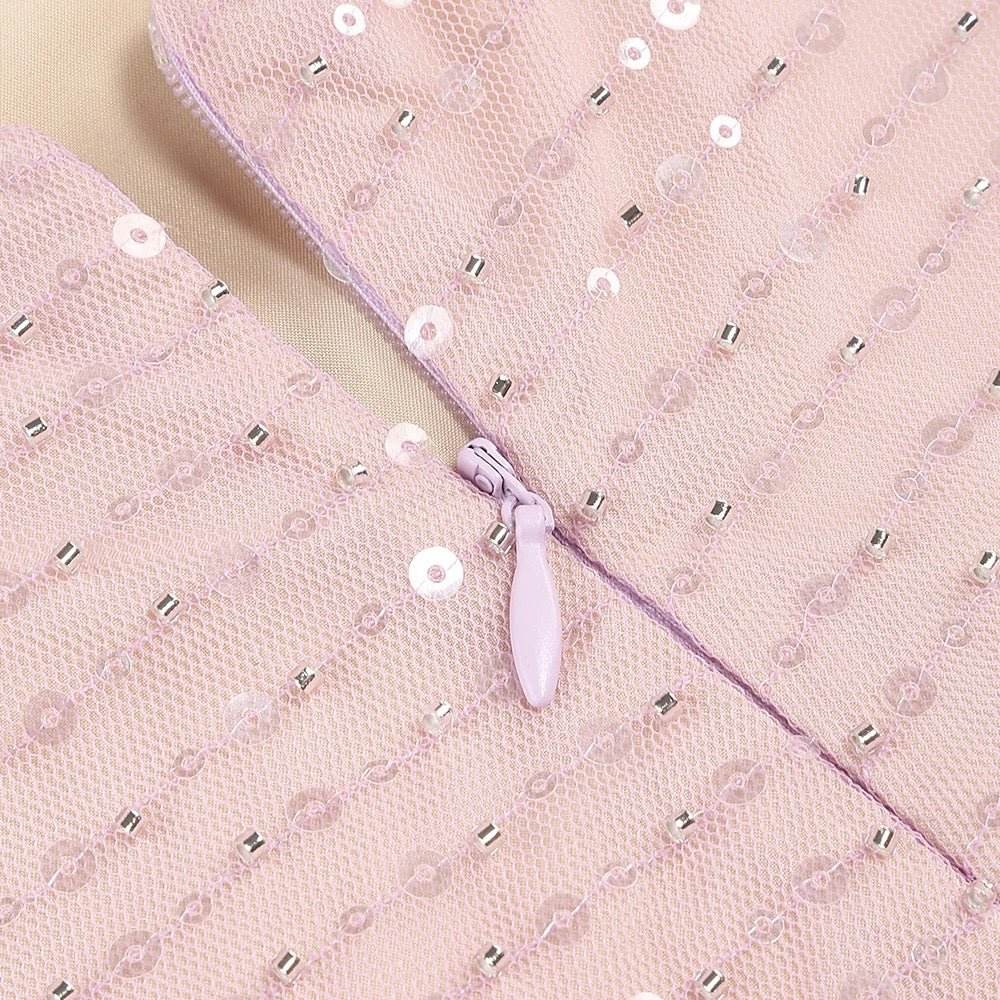 Pink Sexy Backless Sparkling Diamond Chain Tight Moxi Dress - REBECATHELABEL