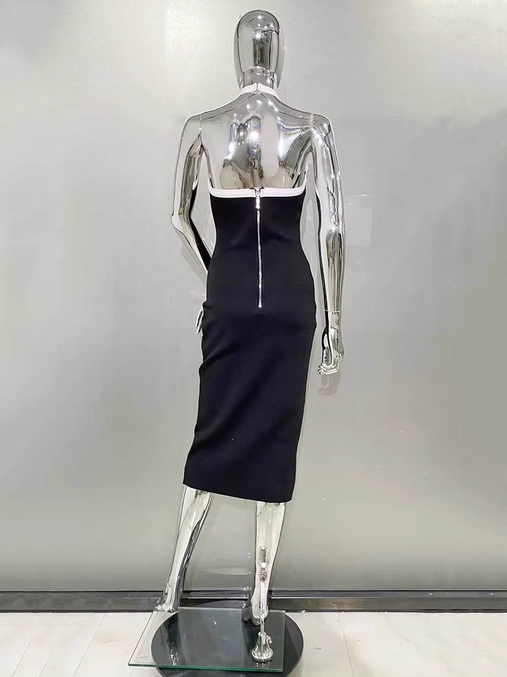 Rose Floral Sexy Halter Off Shoulder Backless dress - REBECATHELABEL