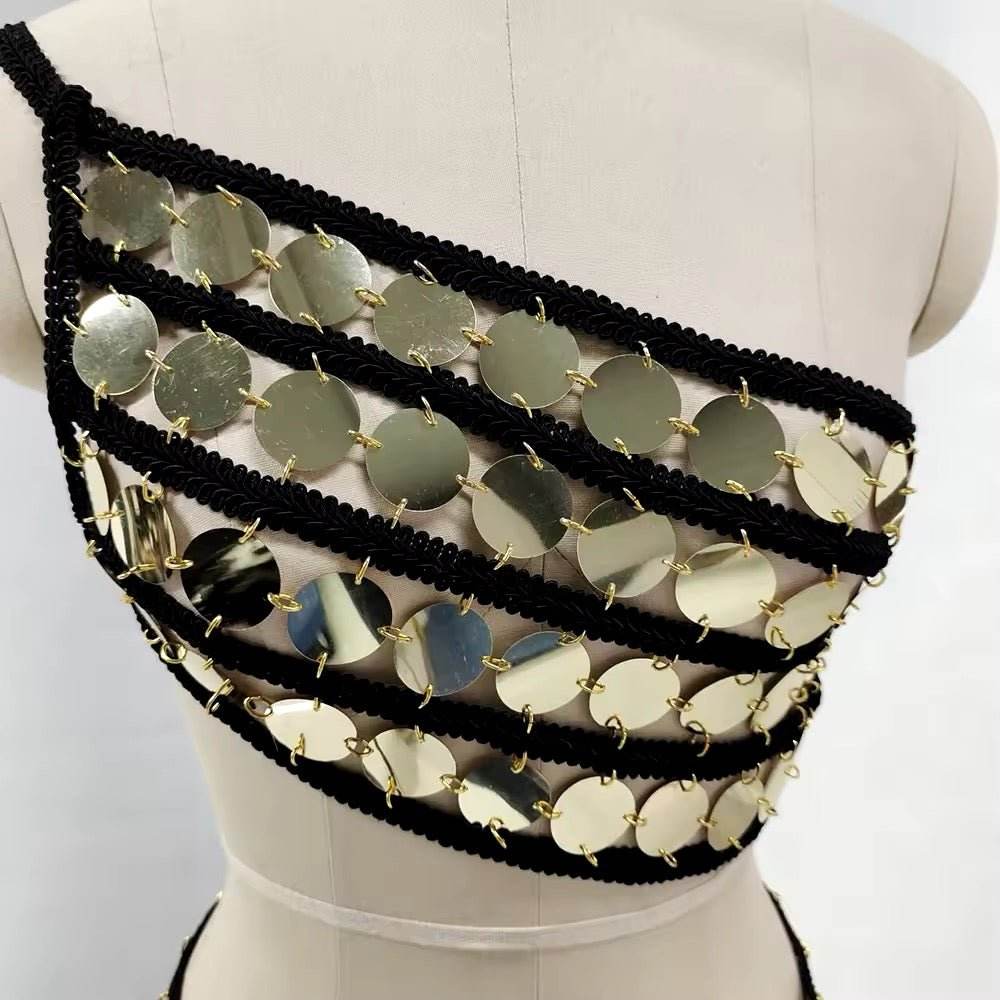 See Through Backless Top & Lace Up Mini Skirt Two-Piece set - REBECATHELABEL