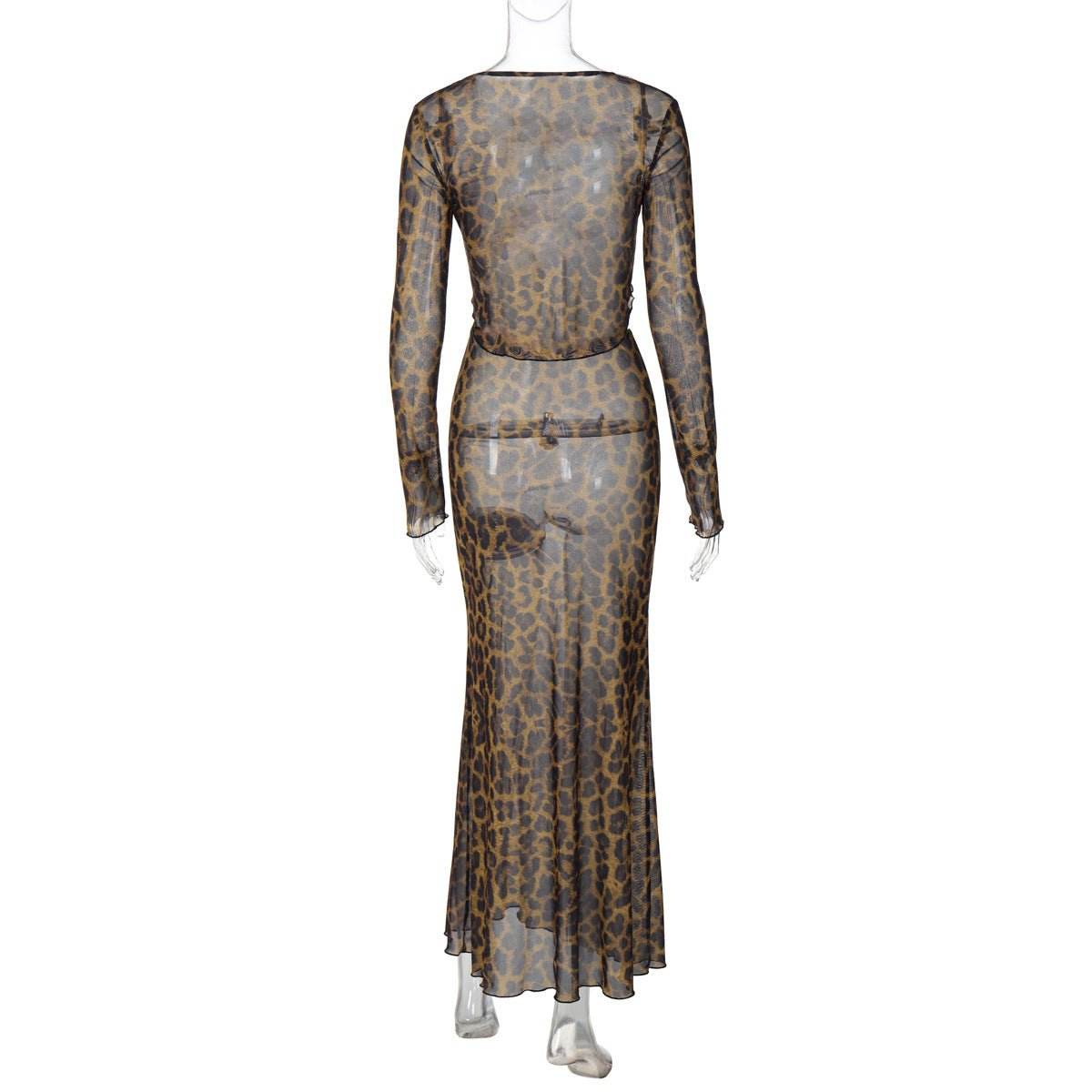 Sexy Gauzy Cardigan Cropped Top Slim Fit See through Skirt Set - REBECATHELABEL