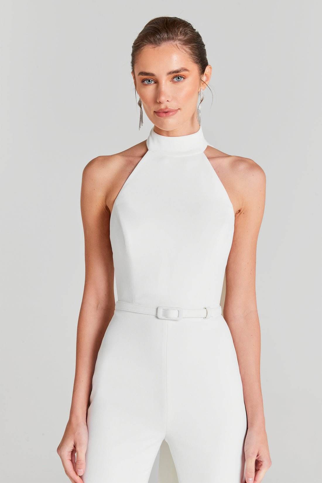 Sexy Sleeveless Backless Striped White Long jumpsuit - REBECATHELABEL