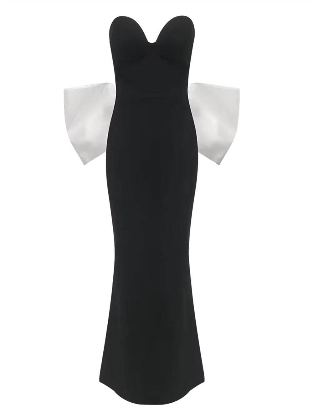 Strapless Back Large Bow Bodycon dress - REBECATHELABEL