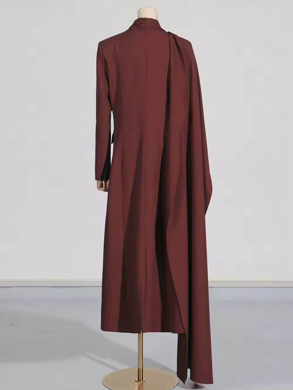 Winter Coats Lapel Collar Scarf Design Single Breasted - REBECATHELABEL