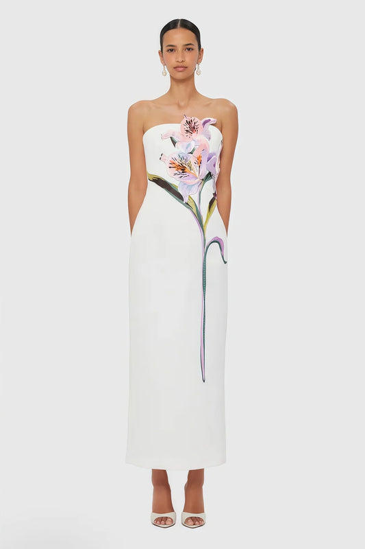White Floral Embroidered Maxi Dress