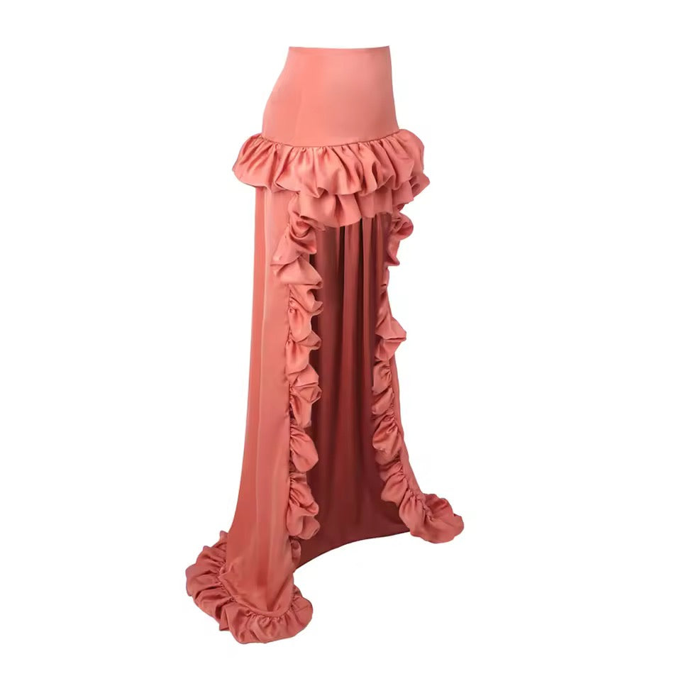 Irregular Hem Ruffles Patchwork Sweet skirt