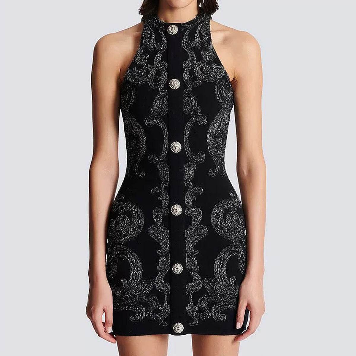 Knitted Round Neck Slim Fit Slimming Sleeveless Back Zipper Dress - REBECATHELABEL