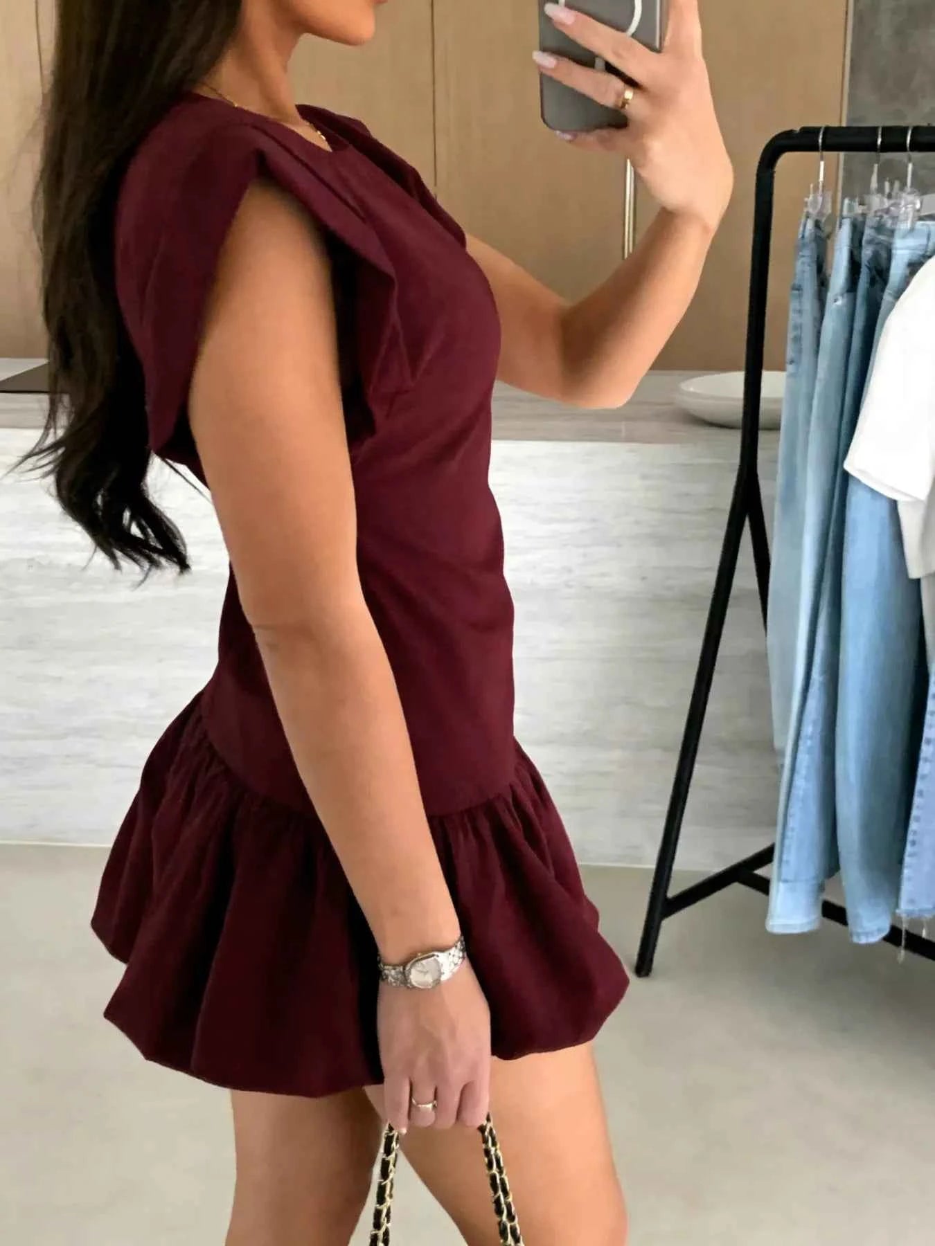 Ruffle Hem Mini Dress