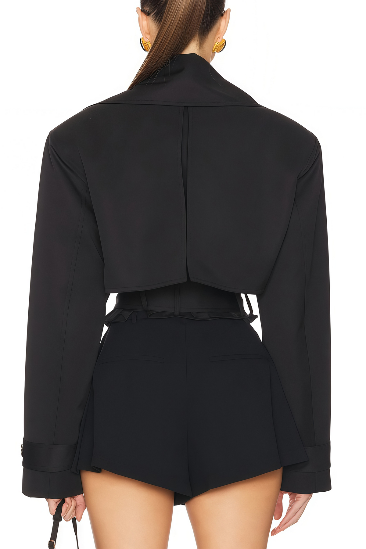 Double-Breasted Short Trench Coat