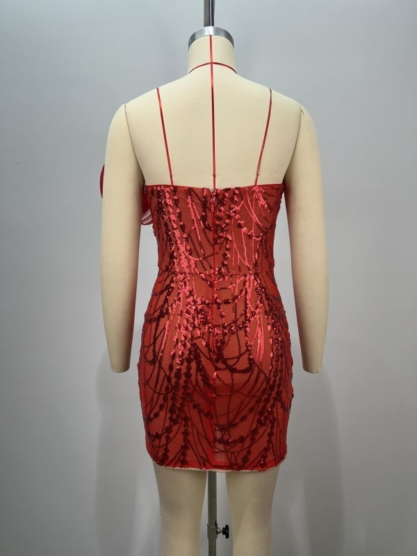 Chest Wrapped Sequins Slim Hip Skirt Dress