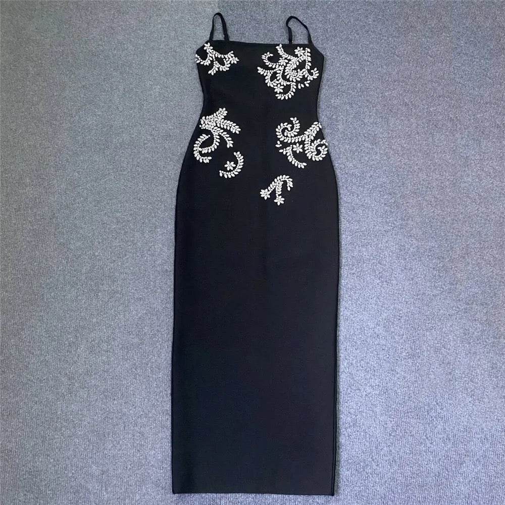 Diamond Tight Long Bandage Dress - REBECATHELABEL