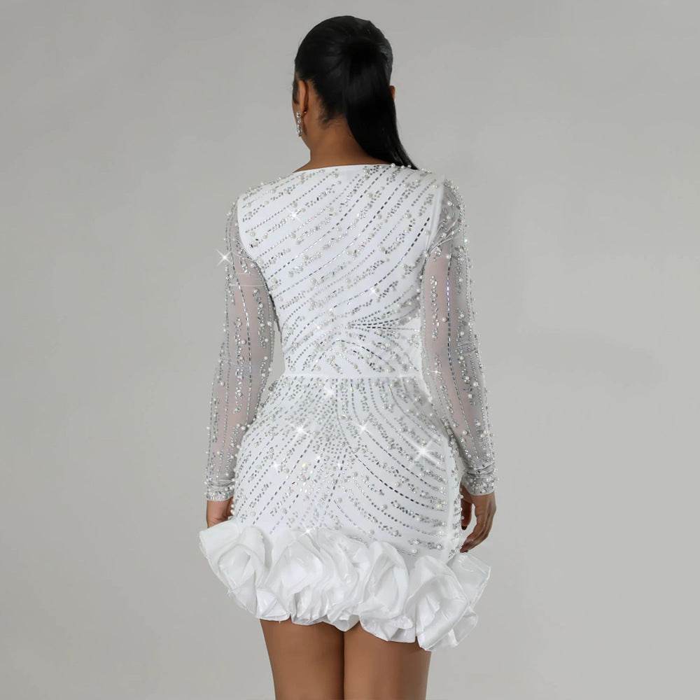 Glitter Diamonds Hem Bodycon Dresses - REBECATHELABEL