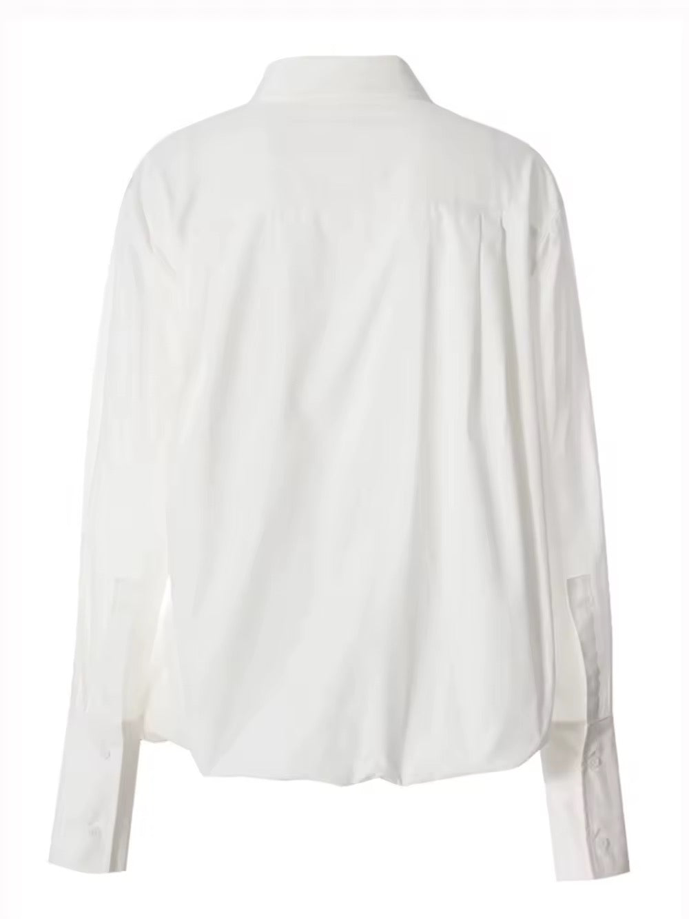 Belt Buckle Design Long Sleeve Lapel Blouse Loose Top