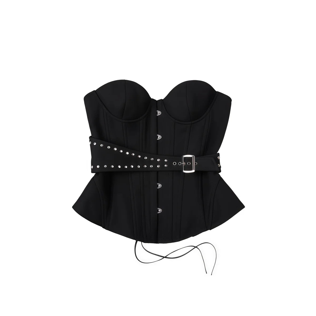 Black Studded Belted Corset Top