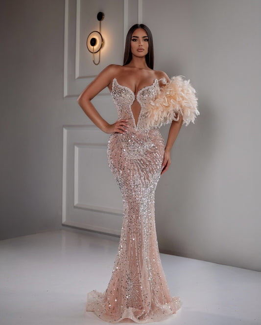 V-neck Sleeveless Prom Dress Floor Length