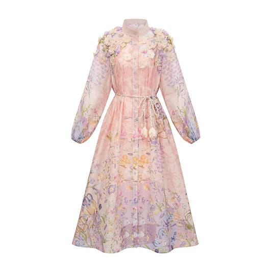 Pink Floral Print Maxi Dress