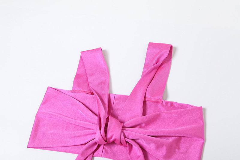 Butterfly Strap Exposed Cropped Strap Length Tassel Dress - REBECATHELABEL