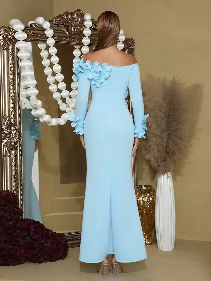 Patchwork Appliques Slim Long Chic Dress