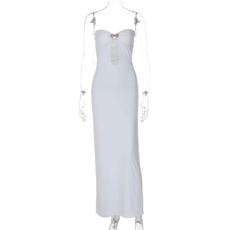 Patchwork Hooks Hollow Out Cutout Out Long dress - REBECATHELABEL