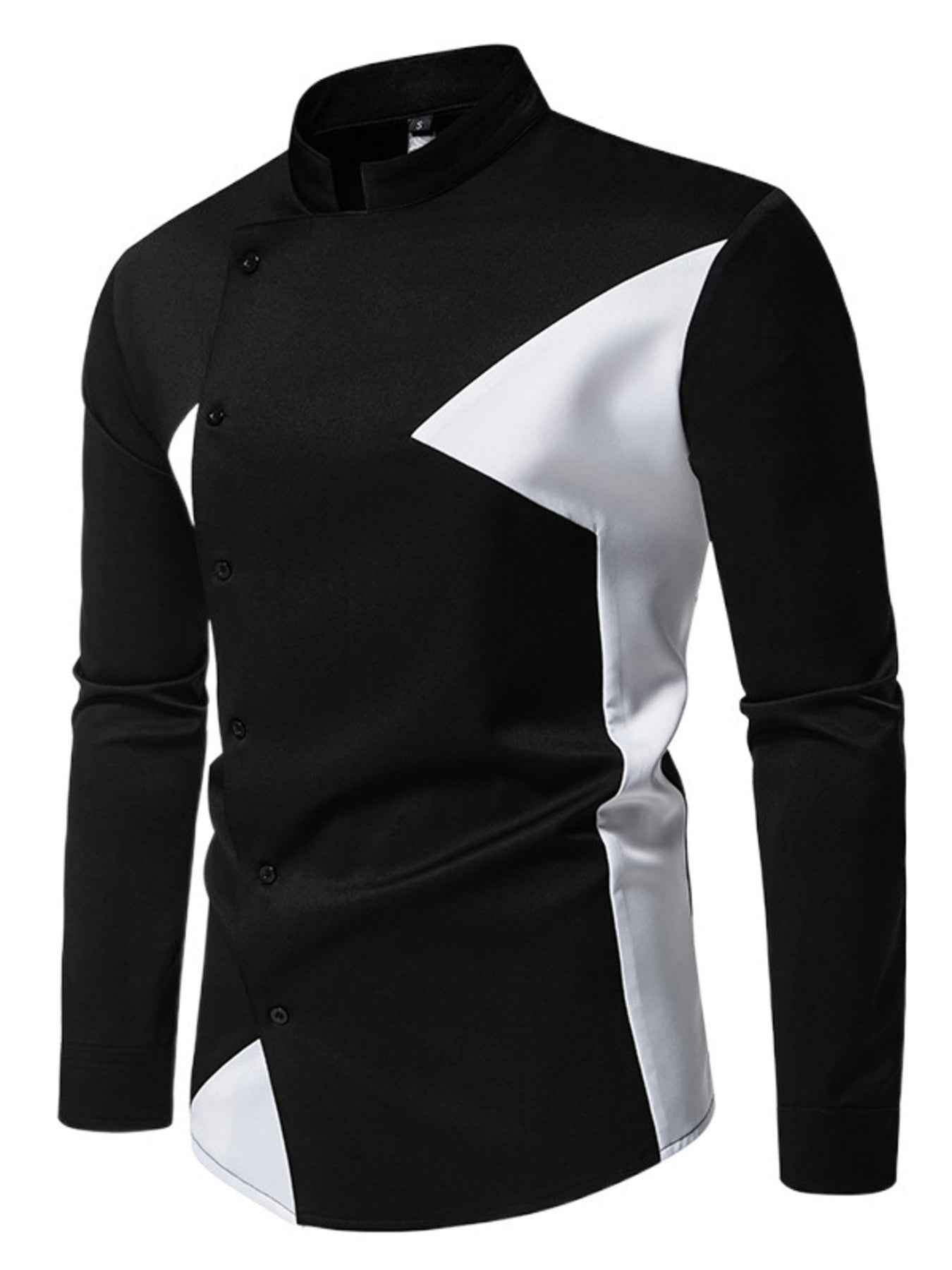 Men's Geometric Print Asymmetrical Button Shirt