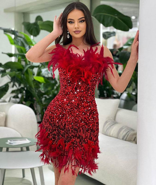Milan feather dress - REBECATHELABEL