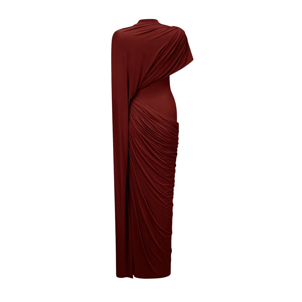 Red Asymmetrical Draped Cape & Dress Matching Set