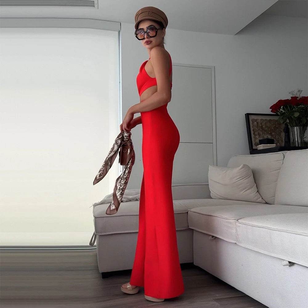 Bodycon Elegant Hollow Back Strap jumpsuit - REBECATHELABEL