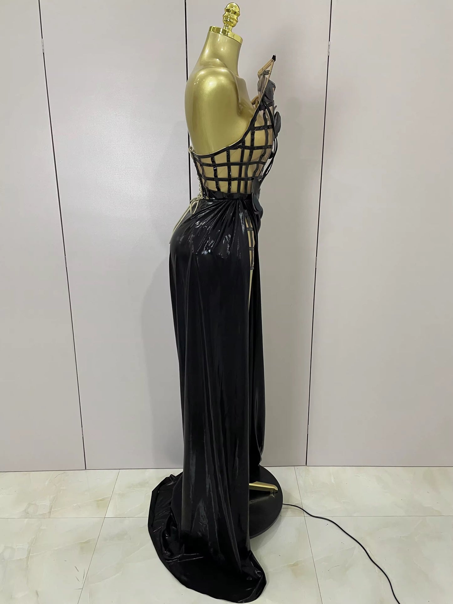 Mesh See Through Top Skirt Gloves Set