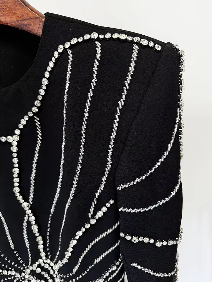 Diamonds Beaded Crystal Long Maxi Dress