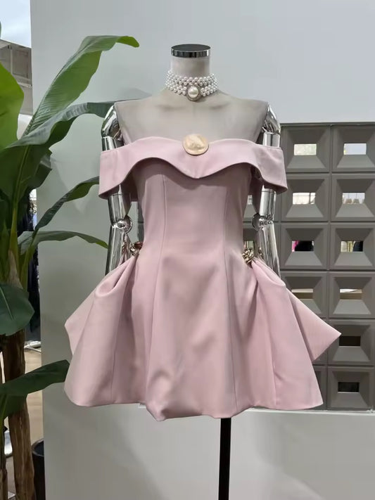 Off The Shoulder Waist-Cinching Mini Dress