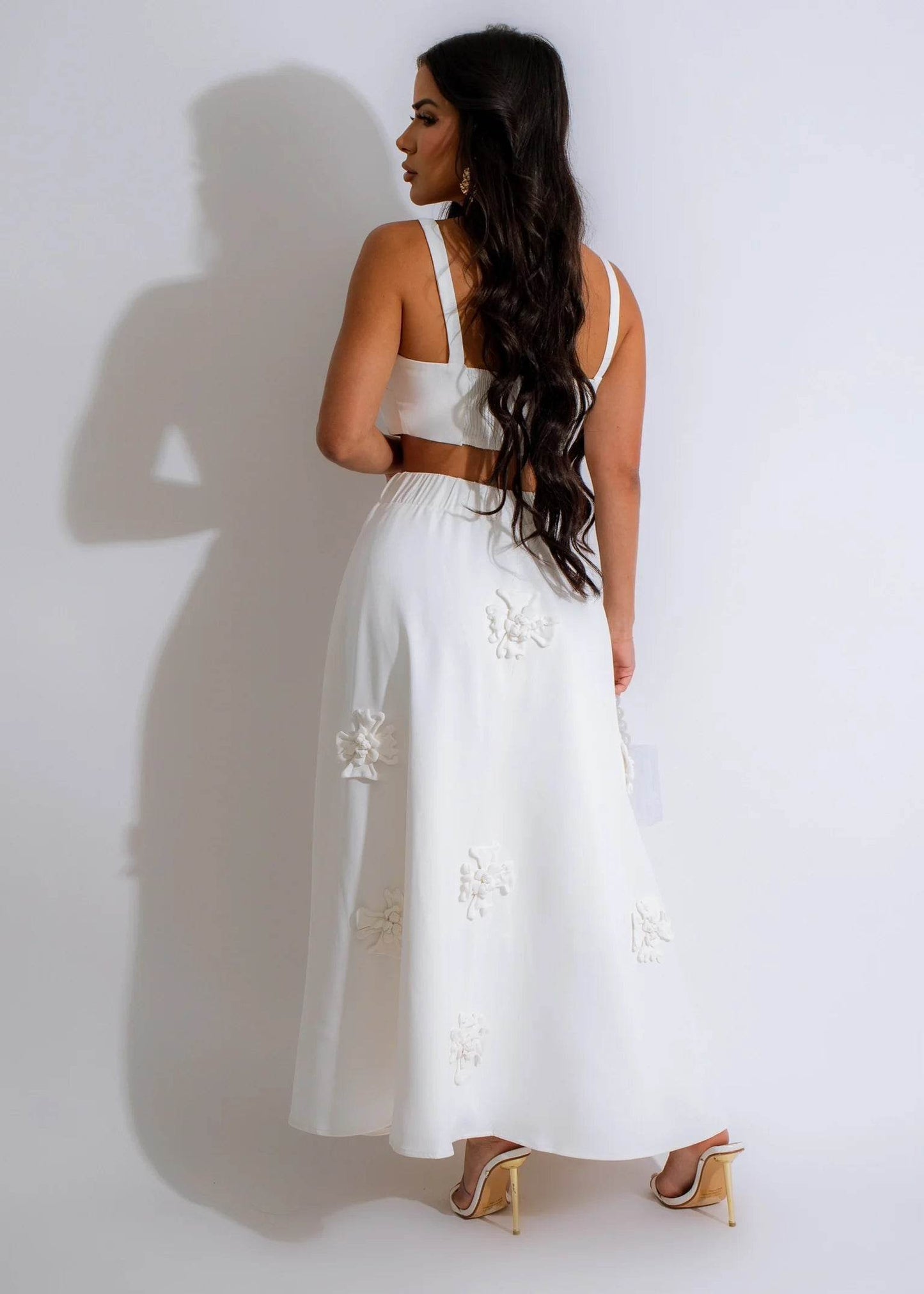Classic Blossom Skirt Set White - REBECATHELABEL