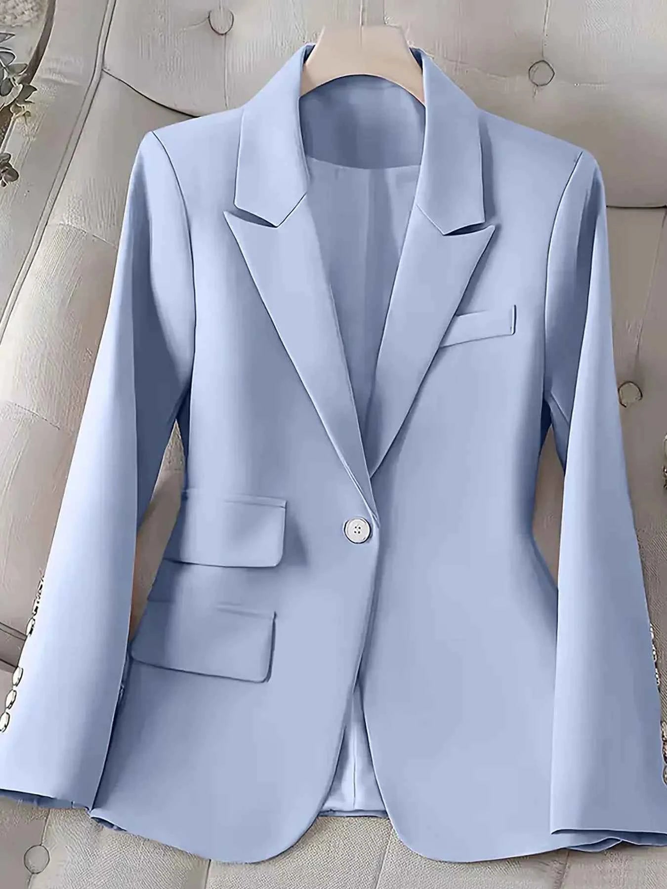 Single-Button Long Sleeve Blazer