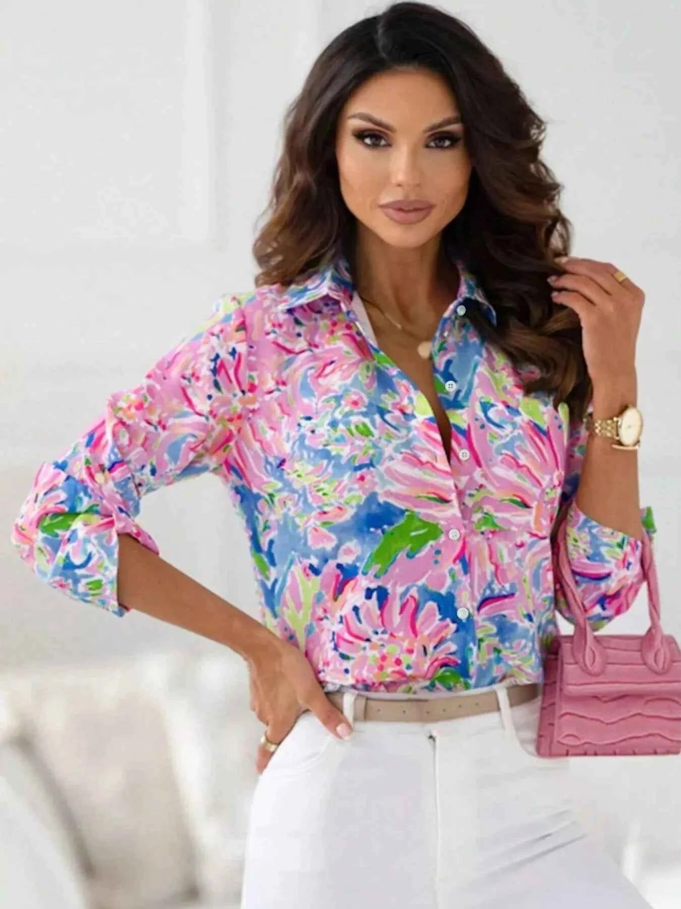 Floral Print Button-Down Shirt