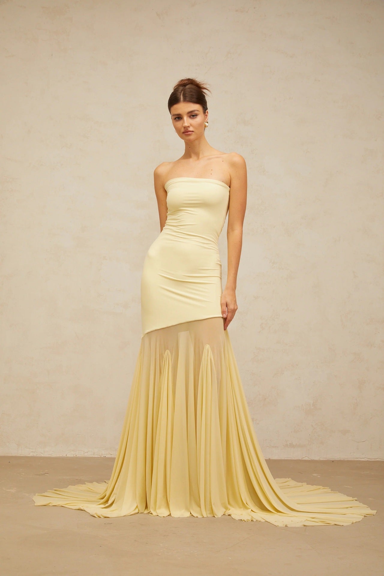 Strapless High Waist Long Dress Sexy Off Shoulder Solid Color Party Dress