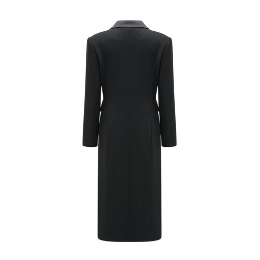 black double-breasted long coat