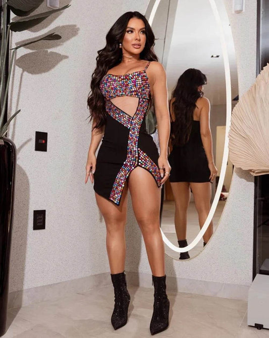 Diamond Sexy Sleeveless Tight Mini Bandage Party Dress - REBECATHELABEL