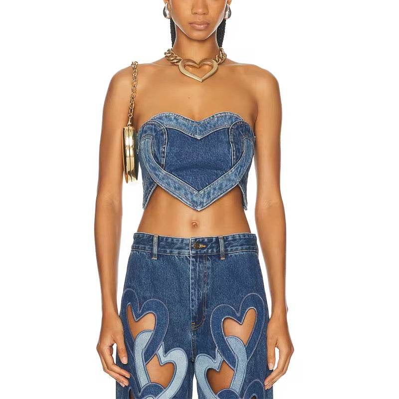 Belynda denim pant set - REBECATHELABEL