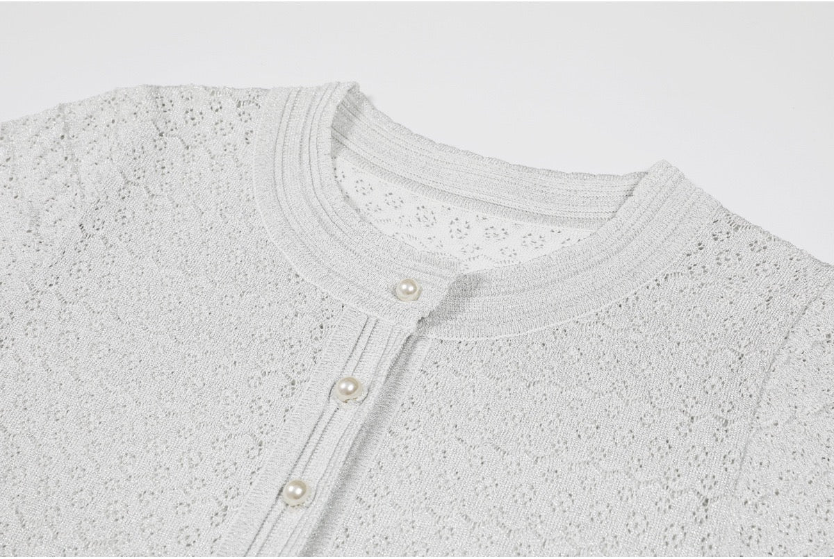 short-sleeved knitted decorative dress