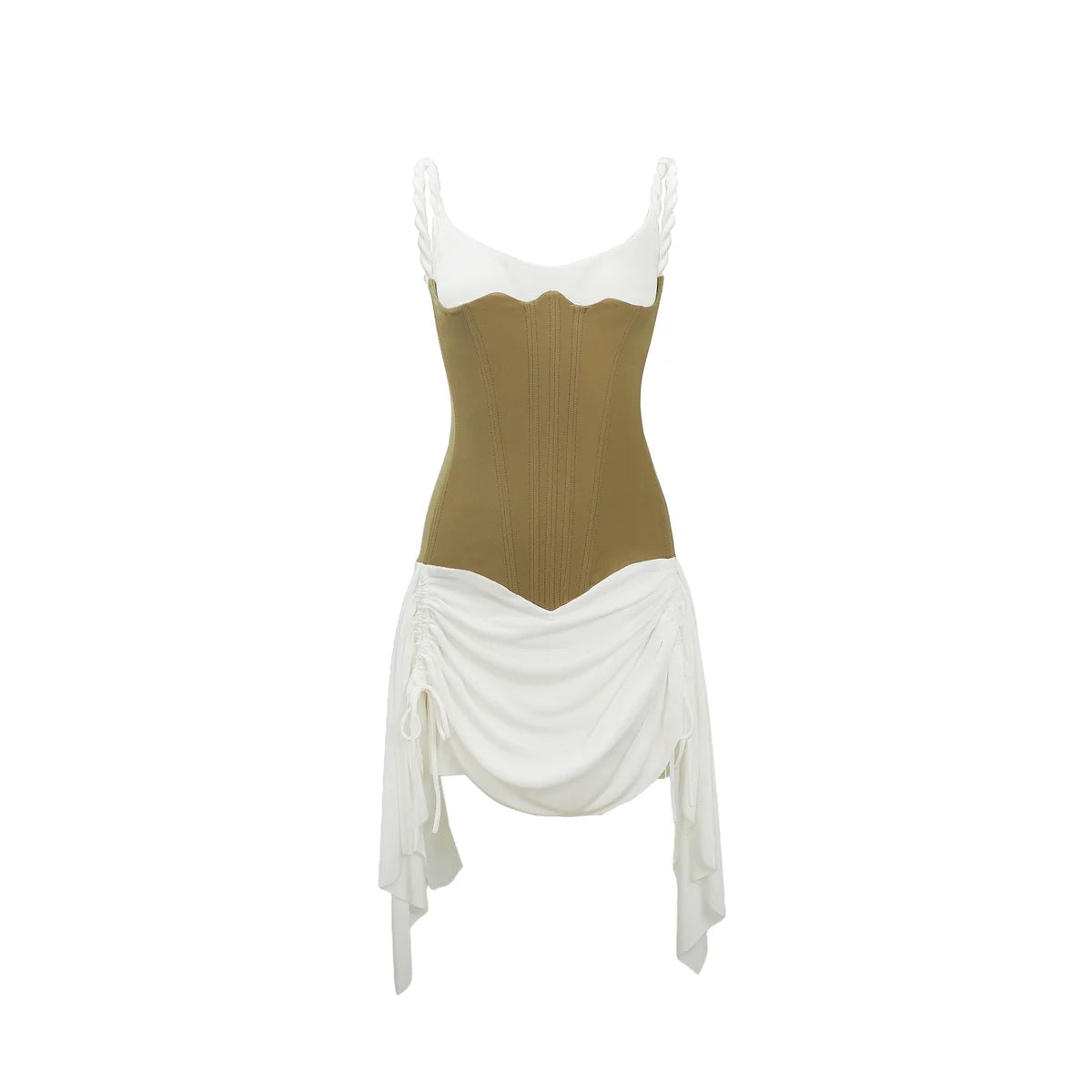 Brown Bustier Panel Mini Dress