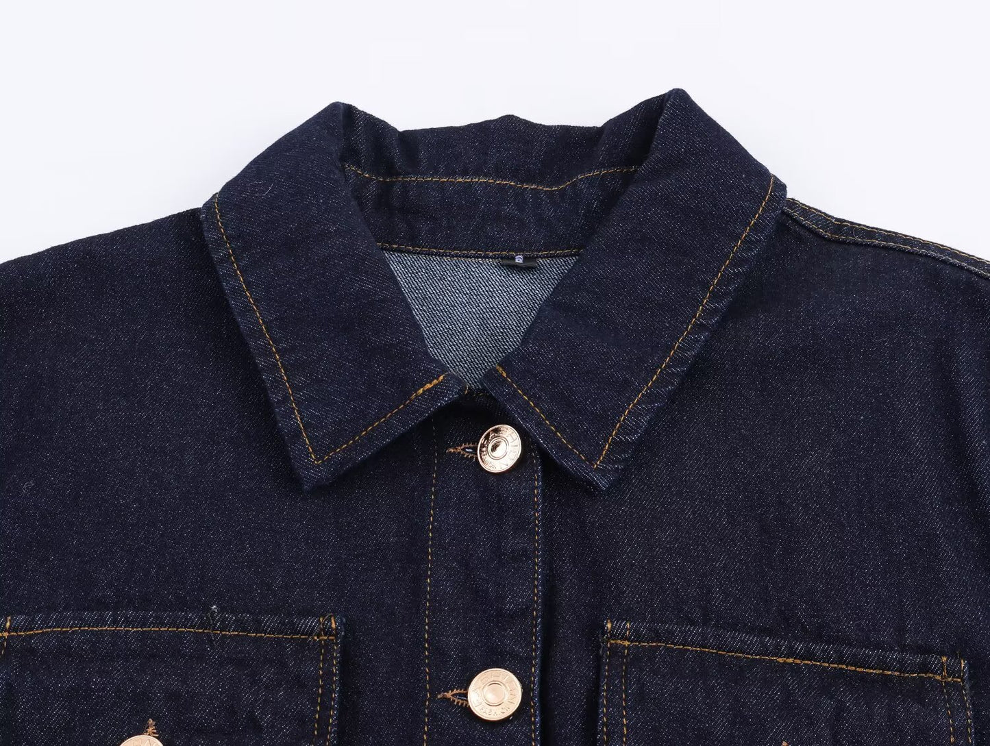 Women Bubble Sleeve Denim Jacket High Waist Straight Flanging Jeans Pant Sets