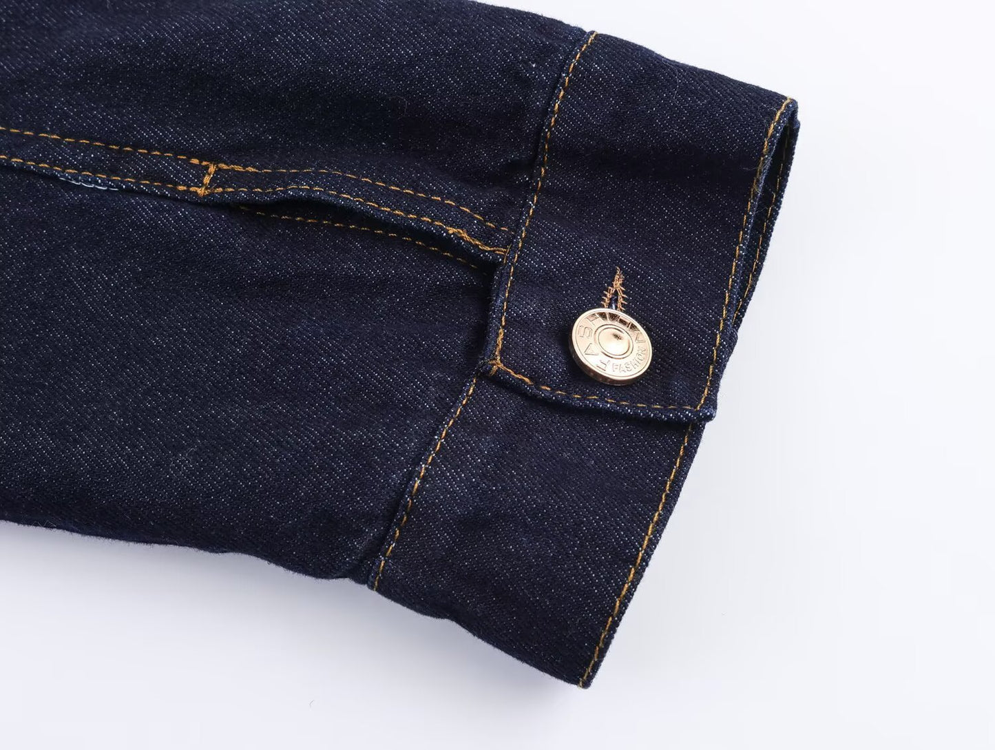 Women Bubble Sleeve Denim Jacket High Waist Straight Flanging Jeans Pant Sets