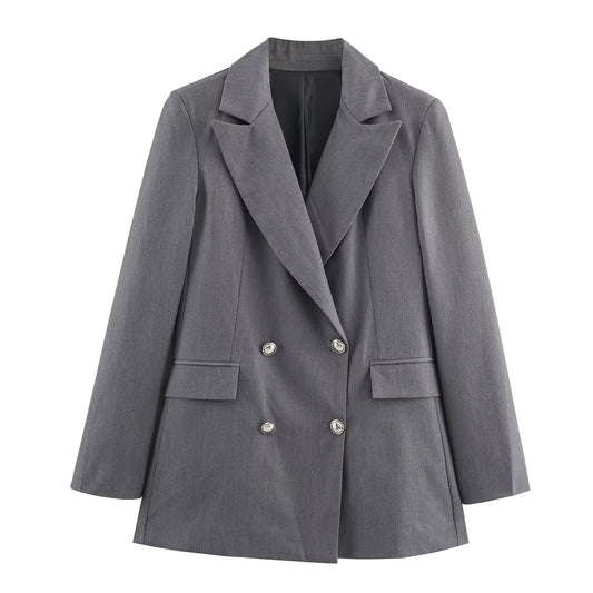 Women Clothing at Double Breasted Blazer Trousers Set