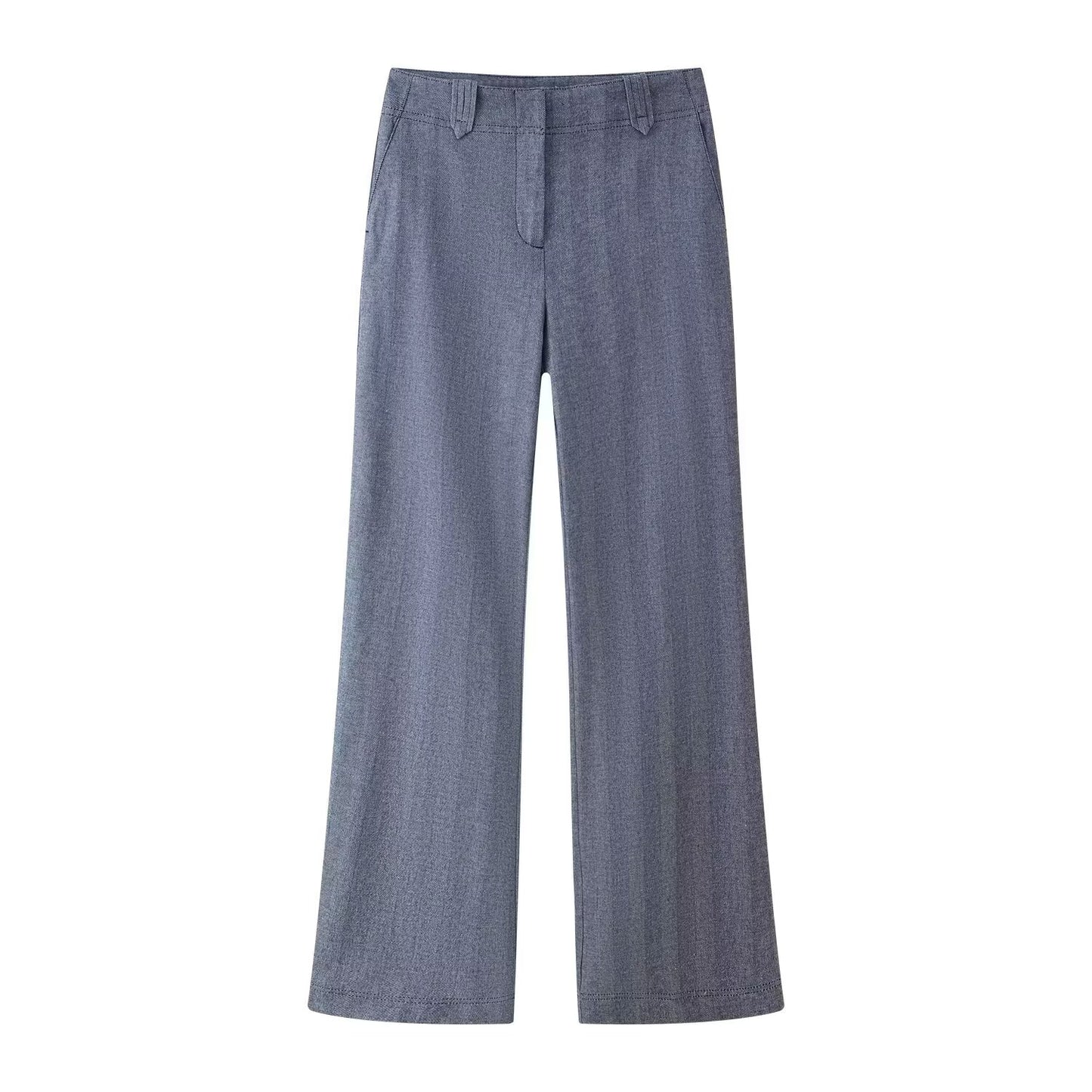 Sea Blue Straight-Leg Pants
