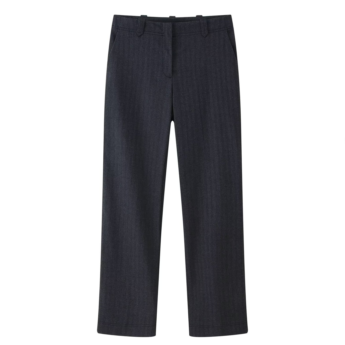 Navy Blue Straight-Leg Pants