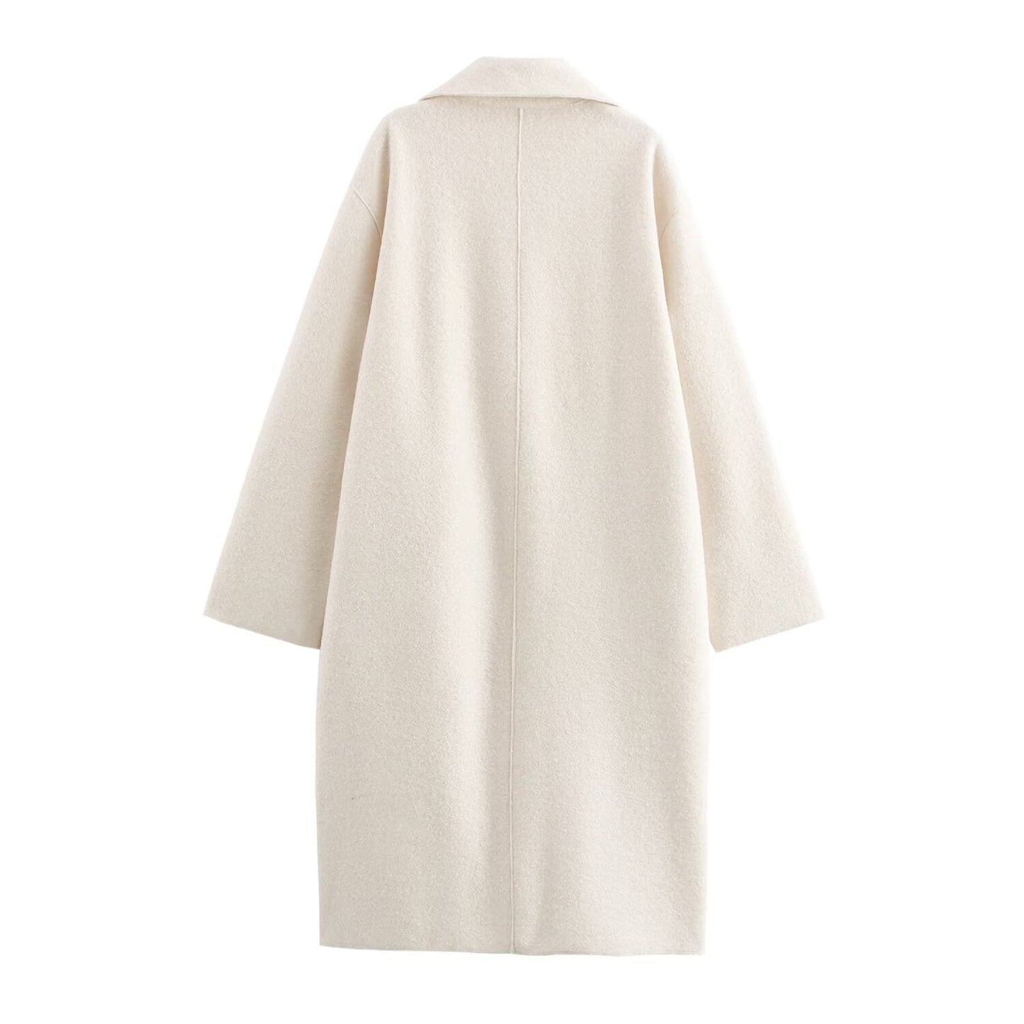 Casual Polo Collar Single Breasted Long Sleeve Terry Woolen Coat